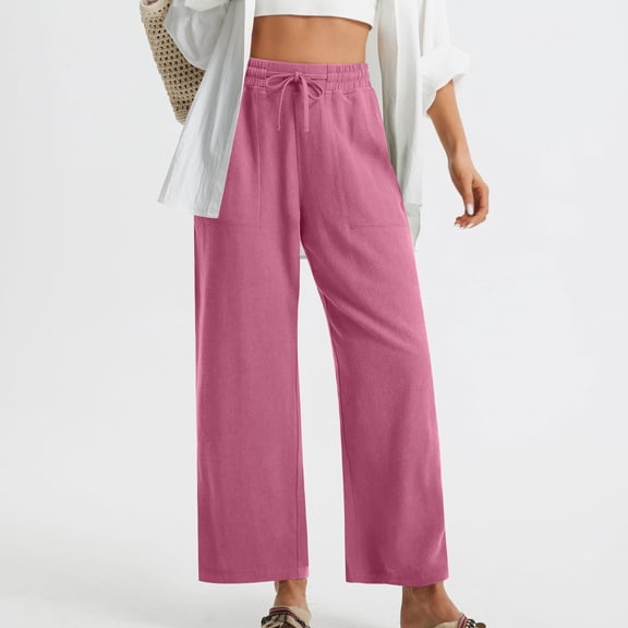 Fashion Ankle Length Pants for Women Solid Color Trousers with Side Pockets Wrinkle Free Fabric Casual Daily Office Wear Everyday Essentials Plus Size Outfit