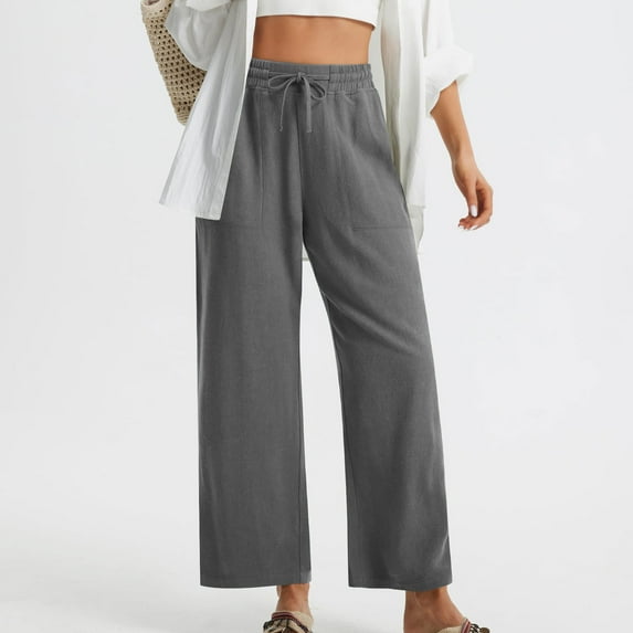 Fashion Ankle Length Pants for Women Solid Color Trousers with Side Pockets Wrinkle Free Fabric Casual Daily Office Wear Everyday Essentials Plus Size Outfit