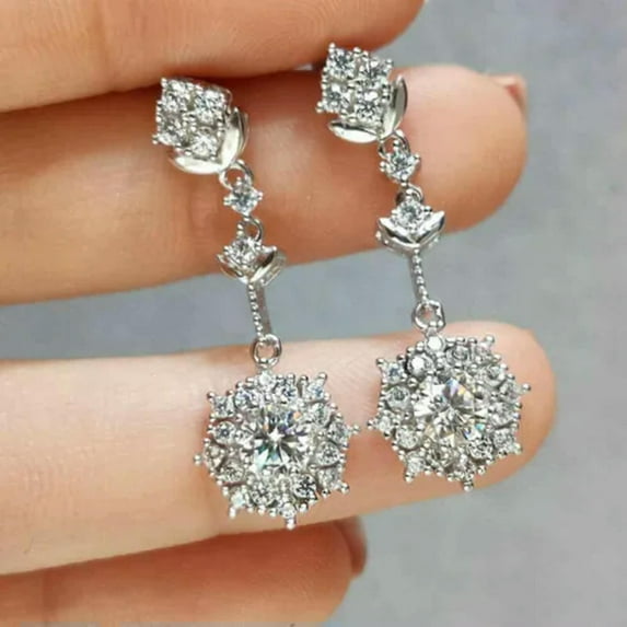 Fashion Anniversary Gift Cubic Zircon 925 Silver Drop Earring Jewelry A Pair