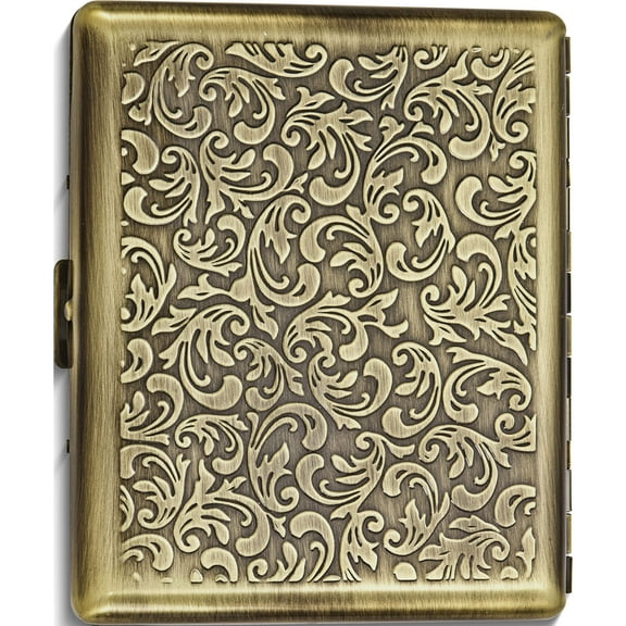 Fashion Antique Gold-Tone (Holds 20) Cigarette/Card Case (2.75 X 3.75) Made In China gm12312