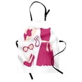 thumbnail image 1 of Fashion Apron Pastel Colored Dress Hat with a Ribbon High Heels and Necklace Woman Clothing, Unisex Kitchen Bib Apron with Adjustable Neck for Cooking Baking Gardening, Pale Peach Pink, by Ambesonne, 1 of 3