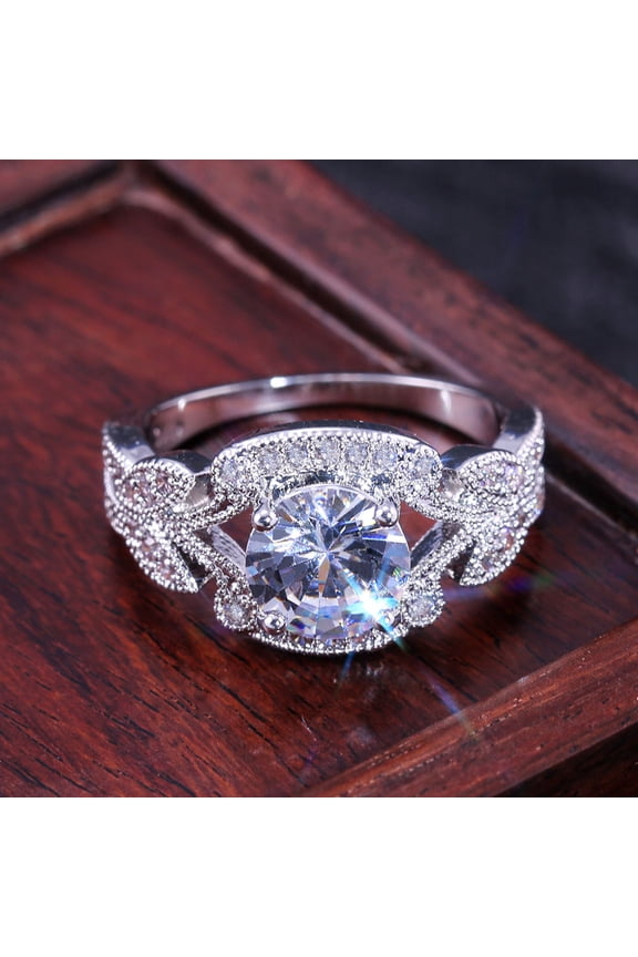 Fashion Artificial Diamond Leaves Ring