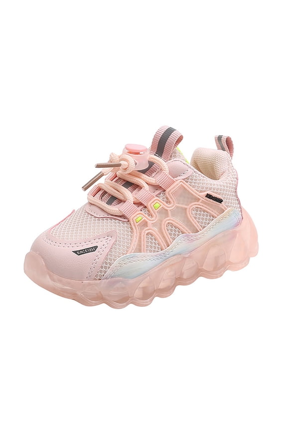 Fashion Autumn Children Girls Sports Shoes Flat Thick Bottom Lightweight Non Slip Lace Up Hook Loop Easy To Wear Colorblock Mesh Upper Breathable And Comfortable 5 Girls Sneaker Size 1 Girls Summer