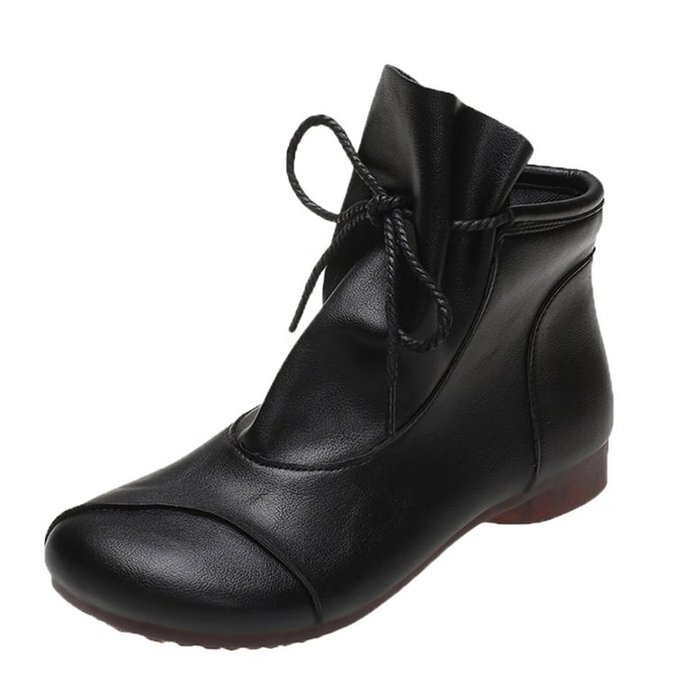 Ladies flat lace shop up ankle boots uk