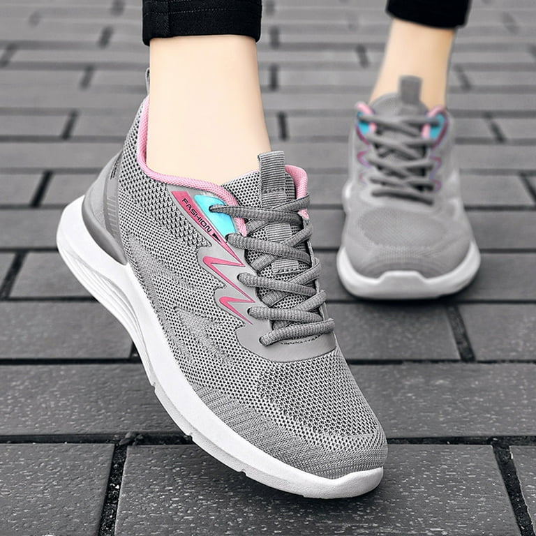 Fashion Autumn Women Sports Shoes Flat Lightweight Mesh Comfortable Wave  Stripes Simple Style Walking Sneakers for Women Size 8 Just So So Women's