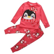 Fashion Baby Kids Girl Cotton Penguin Sleepwear Nightwear Outfits Clothes 1-7Y