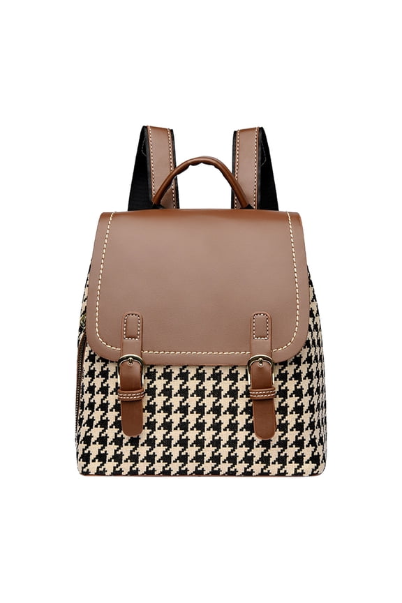 Fashion Backpack Purse for Women, Small Checkered Travel Backpack with Multiple Pockets, Waterproof PU Leather Anti-theft Designer Daypack for School, Shopping & Travel