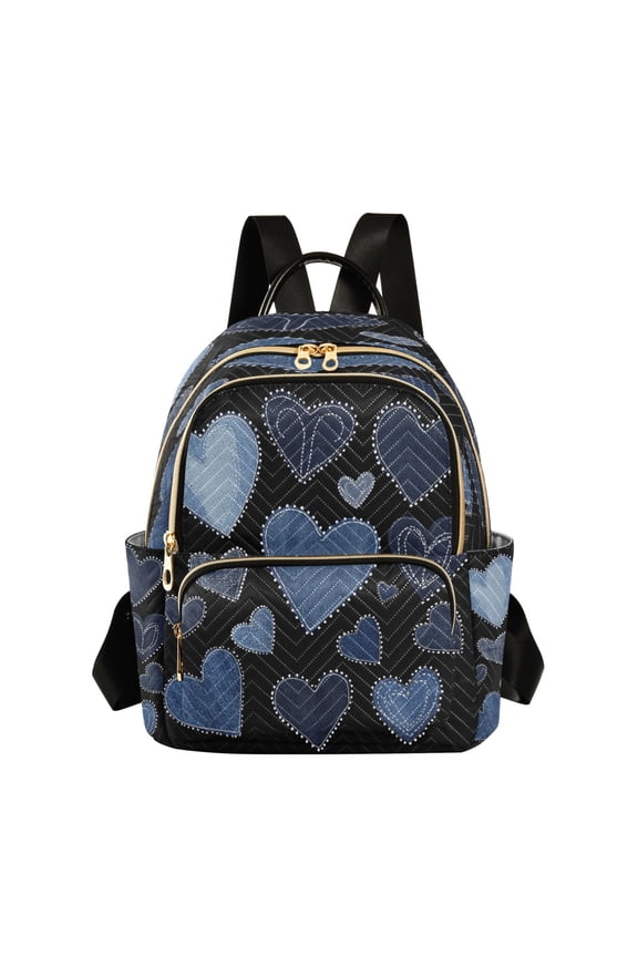 Fashion Backpack Women Casual Bag A Pattern Of Denim Hearts Travel Backpack for Travel