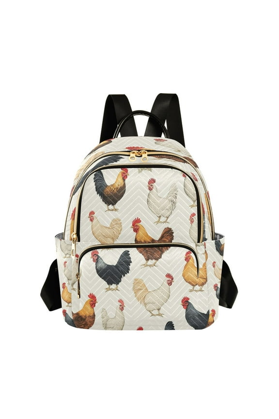 Fashion Backpack Women Casual Bag Chickens Pattern Travel Backpack for Travel