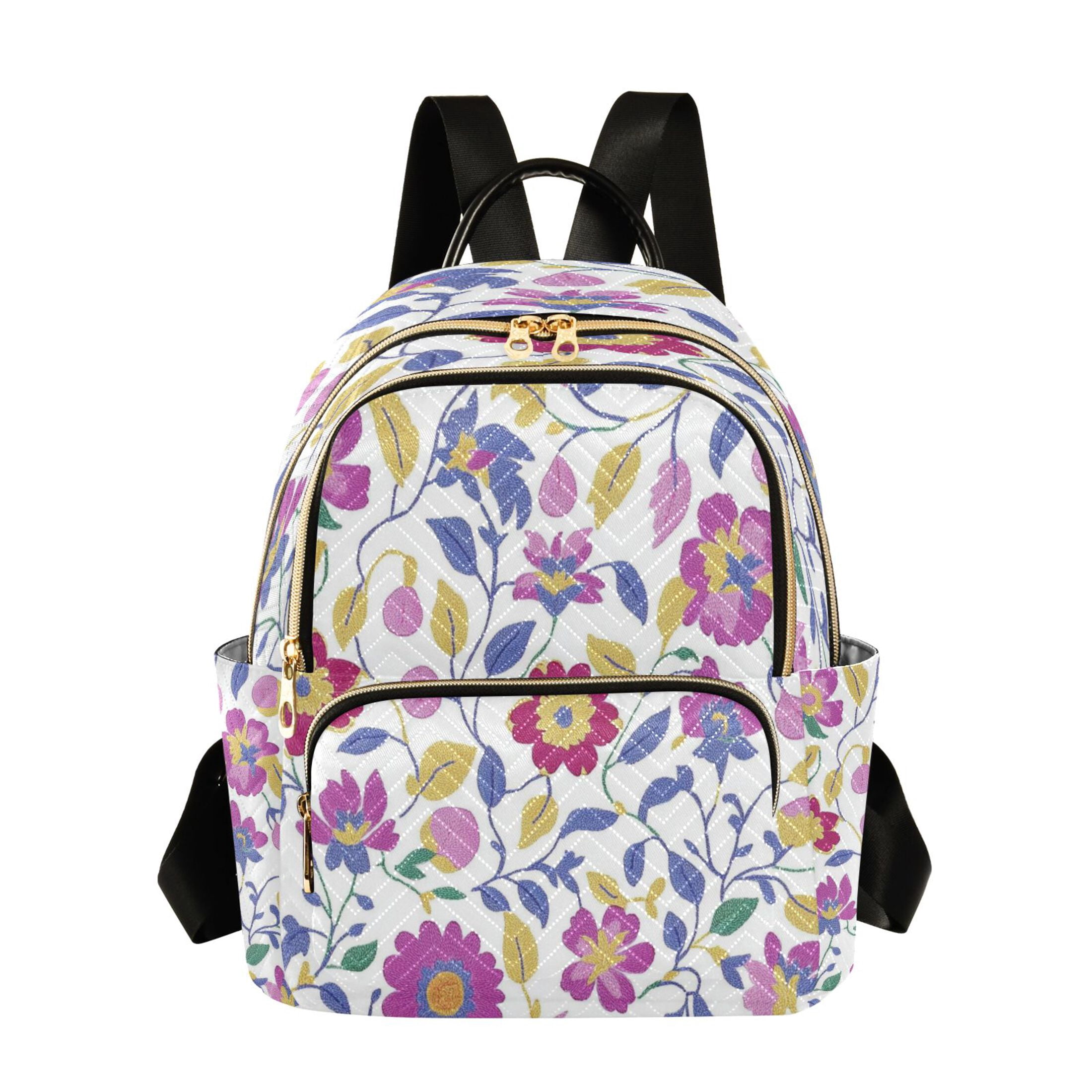 Flower Colorful Backpack Fashion Backpack Women Casual Bag Colorful Embroidered Flowers Travel ...