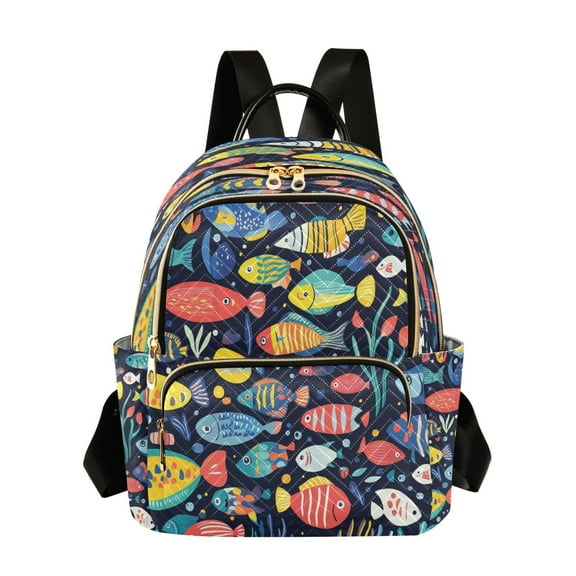 Fashion Backpack Women Casual Bag Colorful Fish Swimming Travel Backpack for Travel