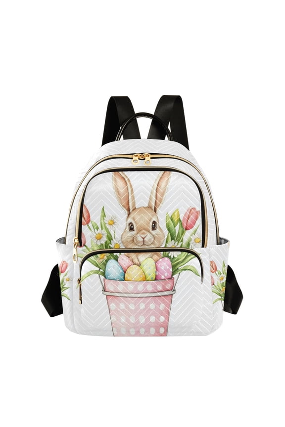 Fashion Backpack Women Casual Bag Easter Bunny and Bucket Travel Backpack for Travel
