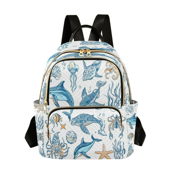 Fashion Backpack Women Casual Bag Ocean-themed Pattern Travel Backpack for Travel