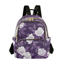 Fashion Backpack Women Casual Bag Purple and White Floral Pattern Travel Backpack for Travel