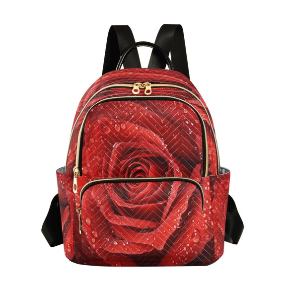 Fashion Backpack Women Casual Bag Red Roses Travel Backpack for Travel