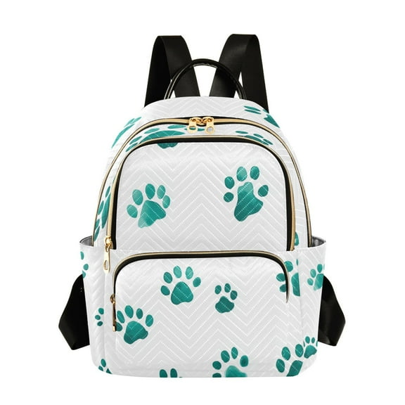 Fashion Backpack Women Casual Bag Teal Dog Paw Prints Travel Backpack for Travel