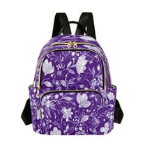 Fashion Backpack Women Casual Bag White Floral and Leaves Travel Backpack for Travel