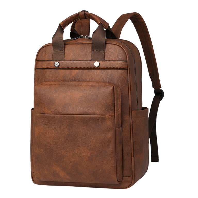 Large Capacity Backpack PU Leather Waterproof Laptop Travel Work Daypack Amazon.com: HuaChen PU Leather Laptop Backpack,Vintage  main image 3