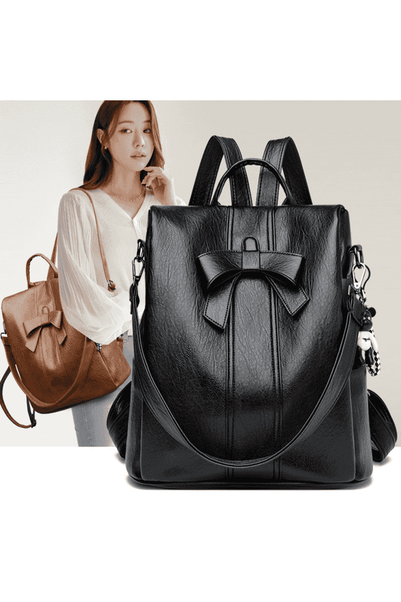 Fashion Backpack for Women - PU Leather Backpack Large Backpack Purse for Travel Work Shopping - Black