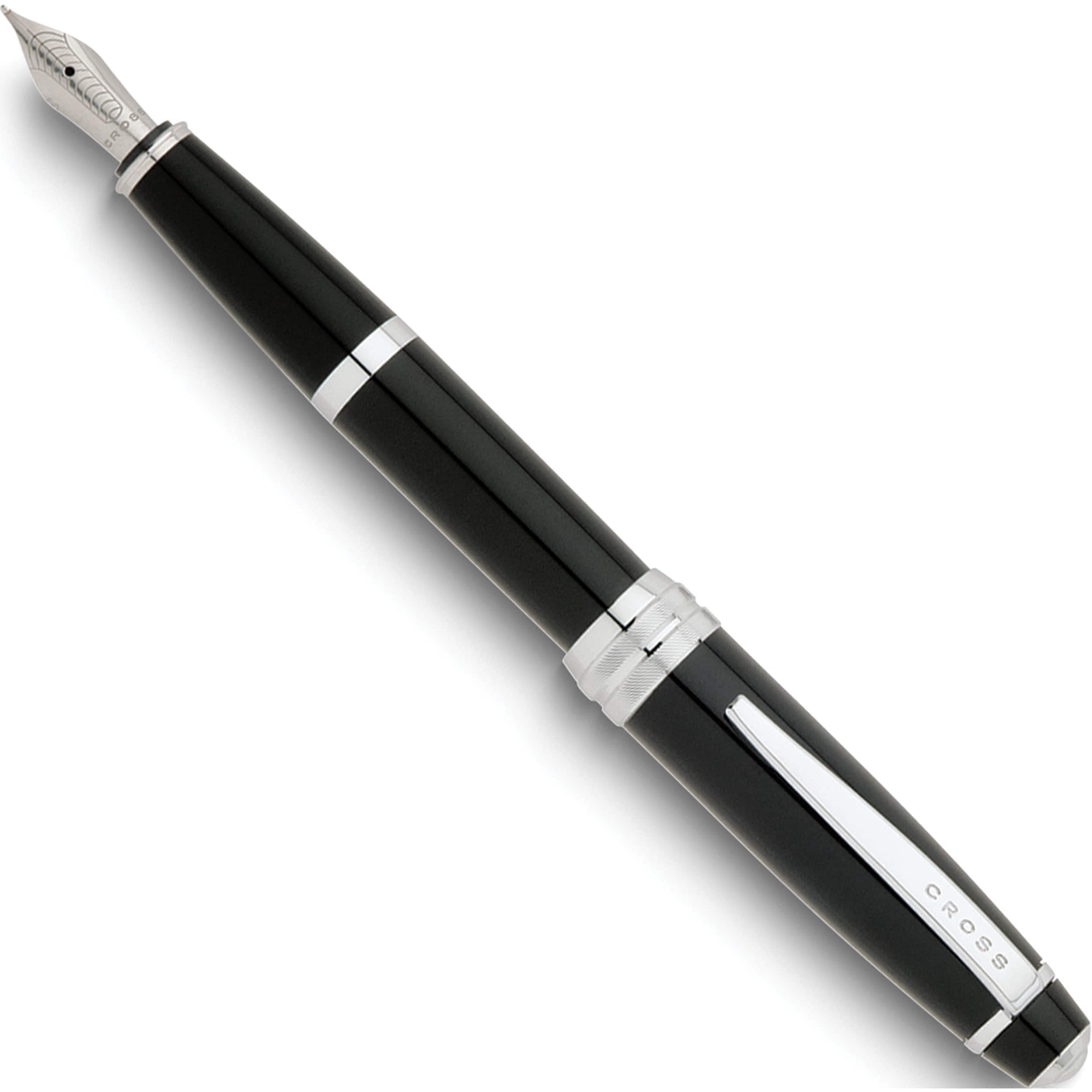 Fashion Bailey Black Lacquer Fountain Pen With Medium Stainless Steel Nib Made In China gm14298