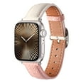 thumbnail image 1 of Fashion Band for Apple Watch 42mm 41mm 40mm 38mm with Adjustable Stainless Steel Buckle, Elegant Lychee Texture PU Leather Strap Slim Wristband for iWatch Series 10 9 8 7 6 5 4 SE 3 2 1, Whitepink, 1 of 7