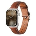 thumbnail image 1 of Fashion Band for Apple Watch 42mm 41mm 40mm 38mm with Adjustable Stainless Steel Buckle, Elegant Lychee Texture PU Leather Strap Slim Wristband for iWatch Series 10 9 8 7 6 5 4 SE 3 2 1, Brown, 1 of 7