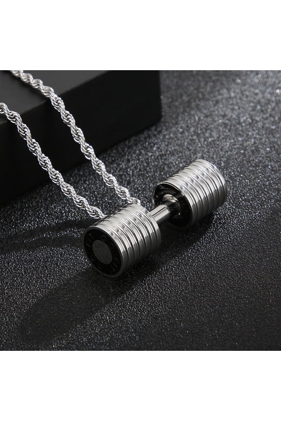 Fashion Barbell Dumbbell Pendant Men's Fitness Bodybuilding Weightlifting 14K Yellow Gold Necklace Women's Gym Sports Jewelry Gift