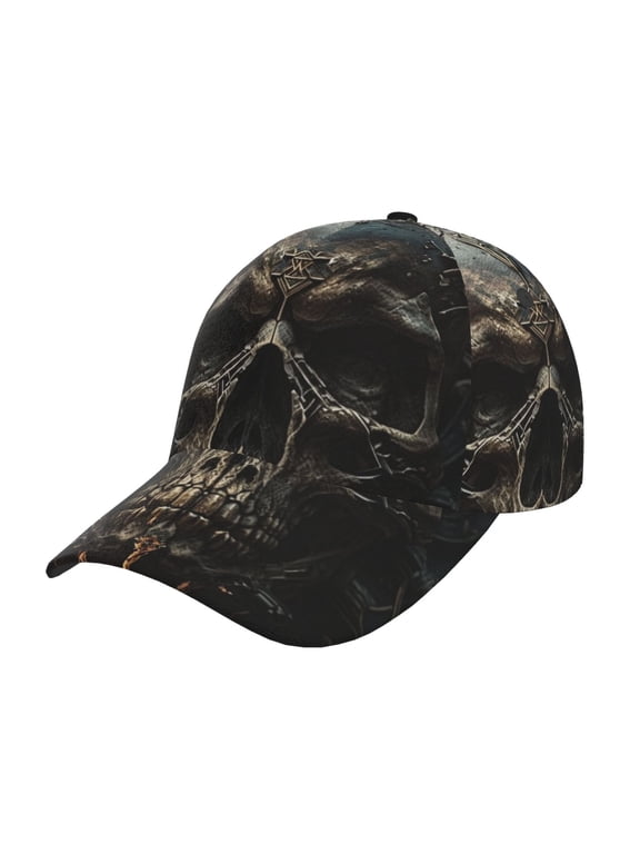 Fashion Baseball Cap Adjustable Snapback 3D Dad Hat Trucker Hats , Cool Skull Head Gothic Death