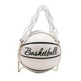 thumbnail image 1 of Fashion Basketball Shaped Handbags PU Leather Chain Tote Round Graphic travel Beige, 1 of 8