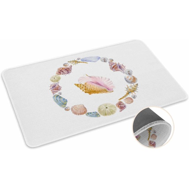 Fashion Bath Rug Conch Round Doormats for Outdoor Indoor Non Slip Ultra