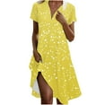 thumbnail image 1 of Fashion Beach Dresses for Womens 2026 Summer Plus Size Polka Print V-neck Short Sleeve Loose And Comfortable Dress, 1 of 6