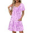 thumbnail image 1 of Fashion Beach Dresses for Womens 2026 Summer Plus Size Print Short-sleeved V-neck Casual Dress, 1 of 7