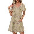 thumbnail image 1 of Fashion Beach Dresses for Womens 2026 Summer Plus Size Print Short-sleeved V-neck Casual Dress, 1 of 7