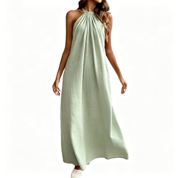 Fashion Beach Dresses for Womens Plus Size Summer Solid Color Backless Loose Dress Vacation Dress