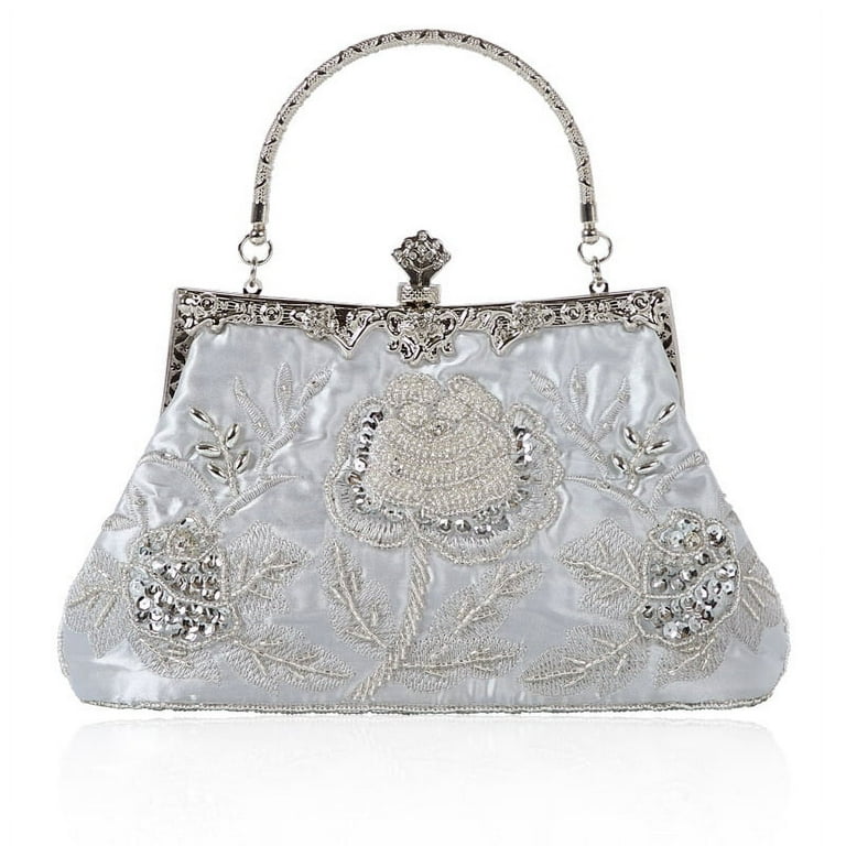 Silver pearl clutch bag sale