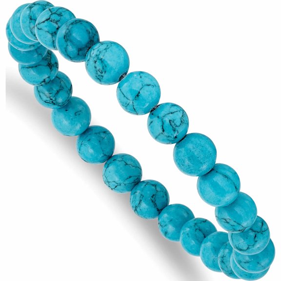 Jewelry by Sweet Pea Fashion Chisel 8mm Blue Turquoise Agate Beaded Stretch Bracelet