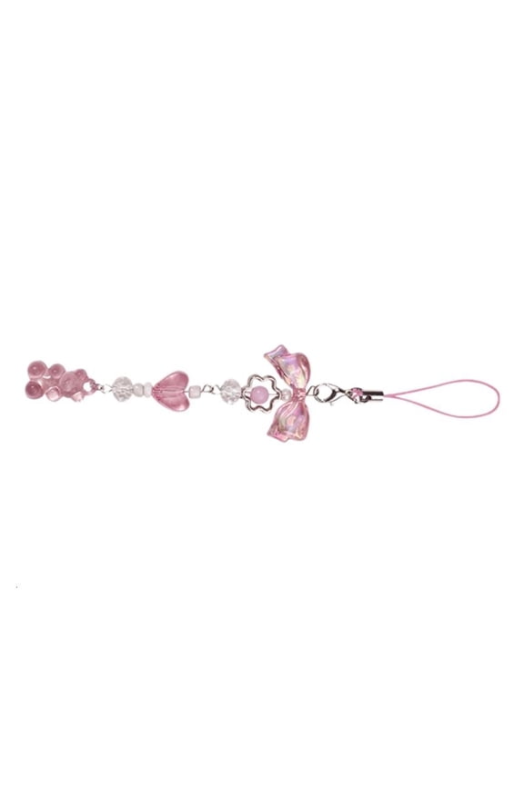 Fashion Bear Bowknot Bead Pendant Phone Straps Lanyard Pocket Keychain Strap