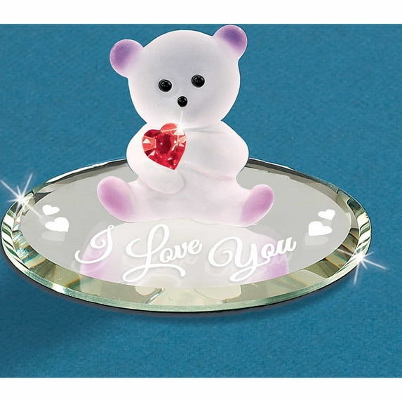 Fashion Bear With Crystal Heart, I-L-U Glass Figurine (3.19 X 2.79) Made In China -Jewelry By Sweet Pea