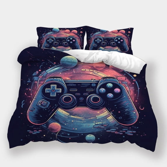 Fashion Bedding Set Gamepad Planet Printed Bedspreads Kids Adult Cool Comforter Cover Set,Full (80"x90")