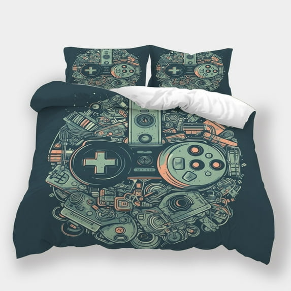 Fashion Bedroom Decor Game Controller Printed Comforter Cover Pillowcase Teenager Bed Gift,California King (98"x104")