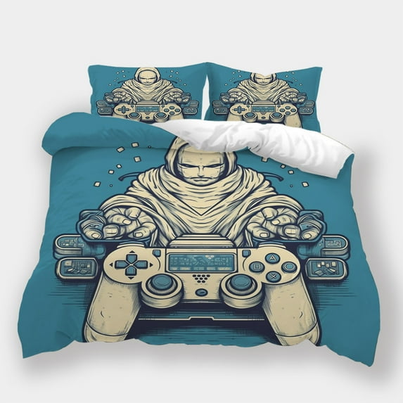 Fashion Bedroom Decor Game Controller Printed Comforter Cover Pillowcase Teenager Bed Gift,Queen (90"x90")