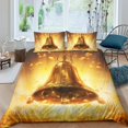 Fashion Bedroom Decor Golden Bell Printed Comforter Cover Pillowcase
