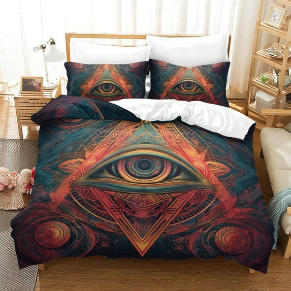 Fashion Bedroom Decor The Eye of God Printed Duvet Cover Pillowcase Adult Stylish Bedspreads,Full (80"x90")