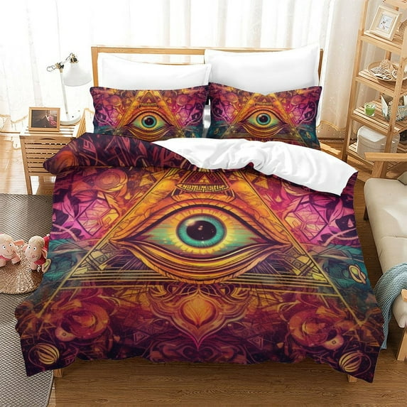 Fashion Bedroom Decor The Eye of God Printed Duvet Cover Pillowcase Adult Stylish Bedspreads,King (90"x104")