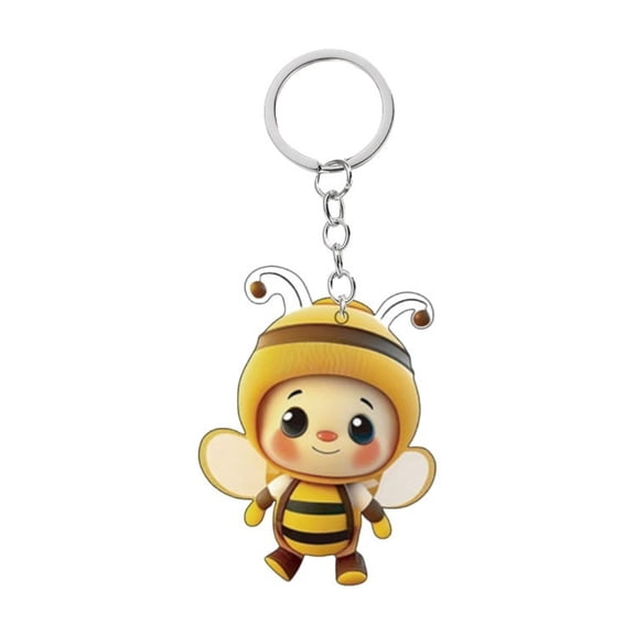 Fashion Bee Acrylic Keychain 2D Double-Sided Design Key Ring