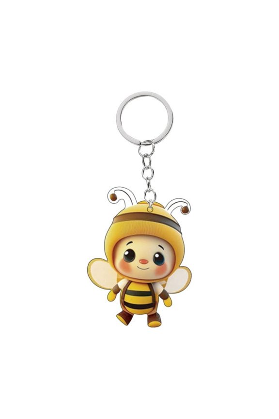 Fashion Bee Acrylic Keychain 2D Double-Sided Design Key Ring