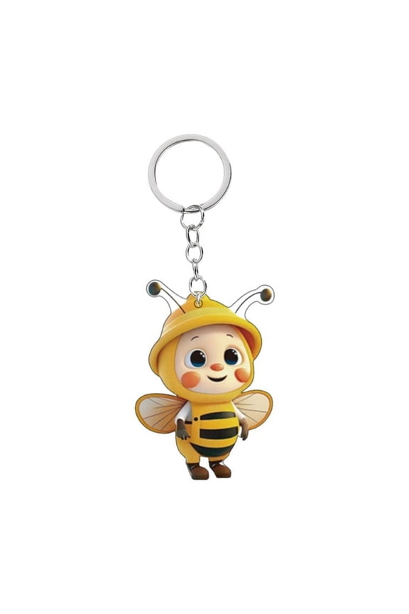 Fashion Bee Acrylic Keychain 2D Double-Sided Design Key Ring