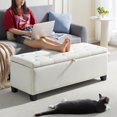 thumbnail image 1 of Fashion Beige Velvet Fabric  Upholstered large storage  rectangular bench for Entryway Bench,Bedroom end of Bed bench.foot of the Bed,Bench for sofa for living room, 1 of 23