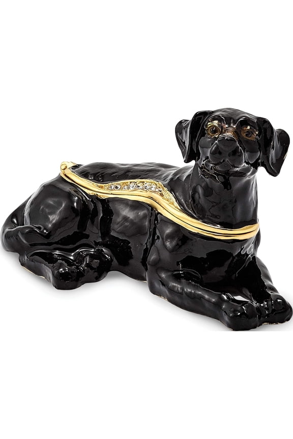 Fashion Bejeweled Koop Black Labrador Retriever Trinket Box (3 X 1.5) Made In China bj2156