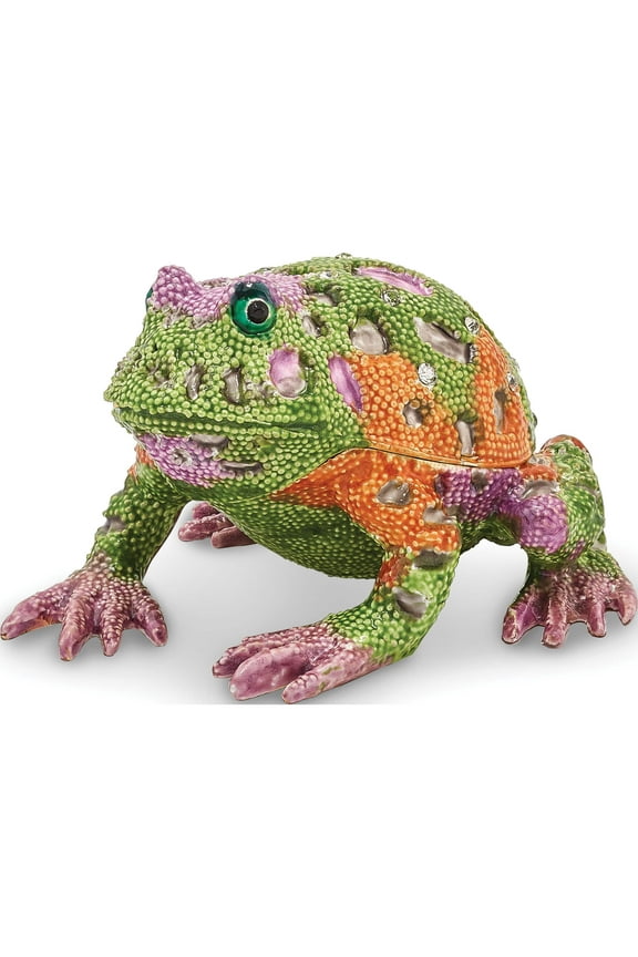 Fashion Bejeweled Peace Psychedelic Frog Trinket Box (3 X 3) Made In China bj3024